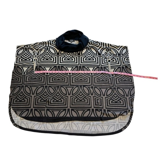 Papillon Poncho Sweater Cowl Neck Geometric Design Knit Beige Womens S/M - Picture 8 of 11